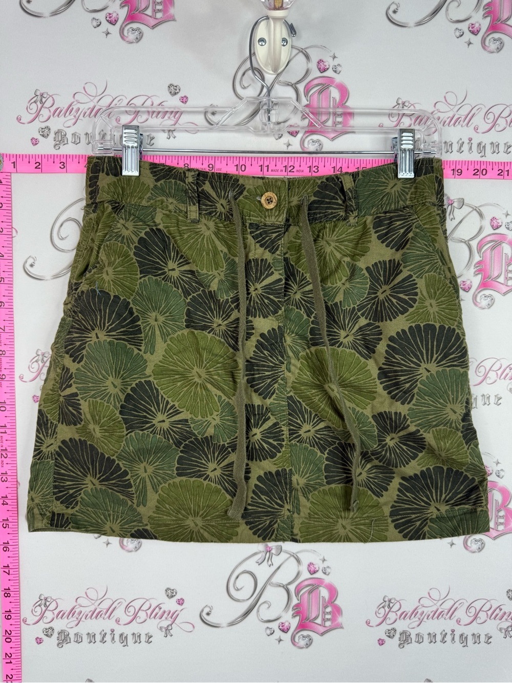 Skirt y2k cargo style Green Floral Print Mini Skirt